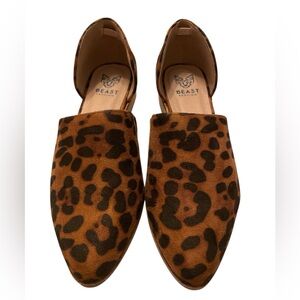 BEAST FASHION Leopard Print Brown Pointed D'Orsay Flats